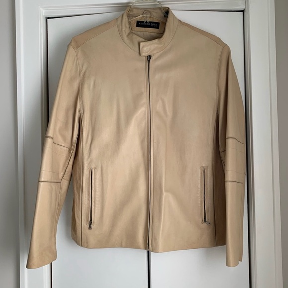 XL Kenneth Cole beige leather jacket - Picture 3 of 8